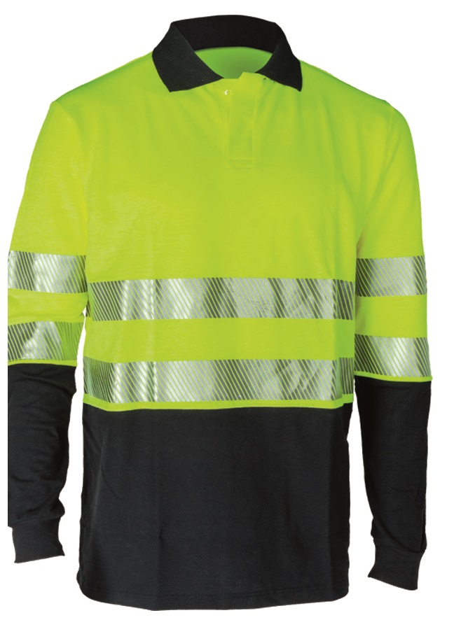 Polo two tone navy yellow hi visibility flame retardant Image