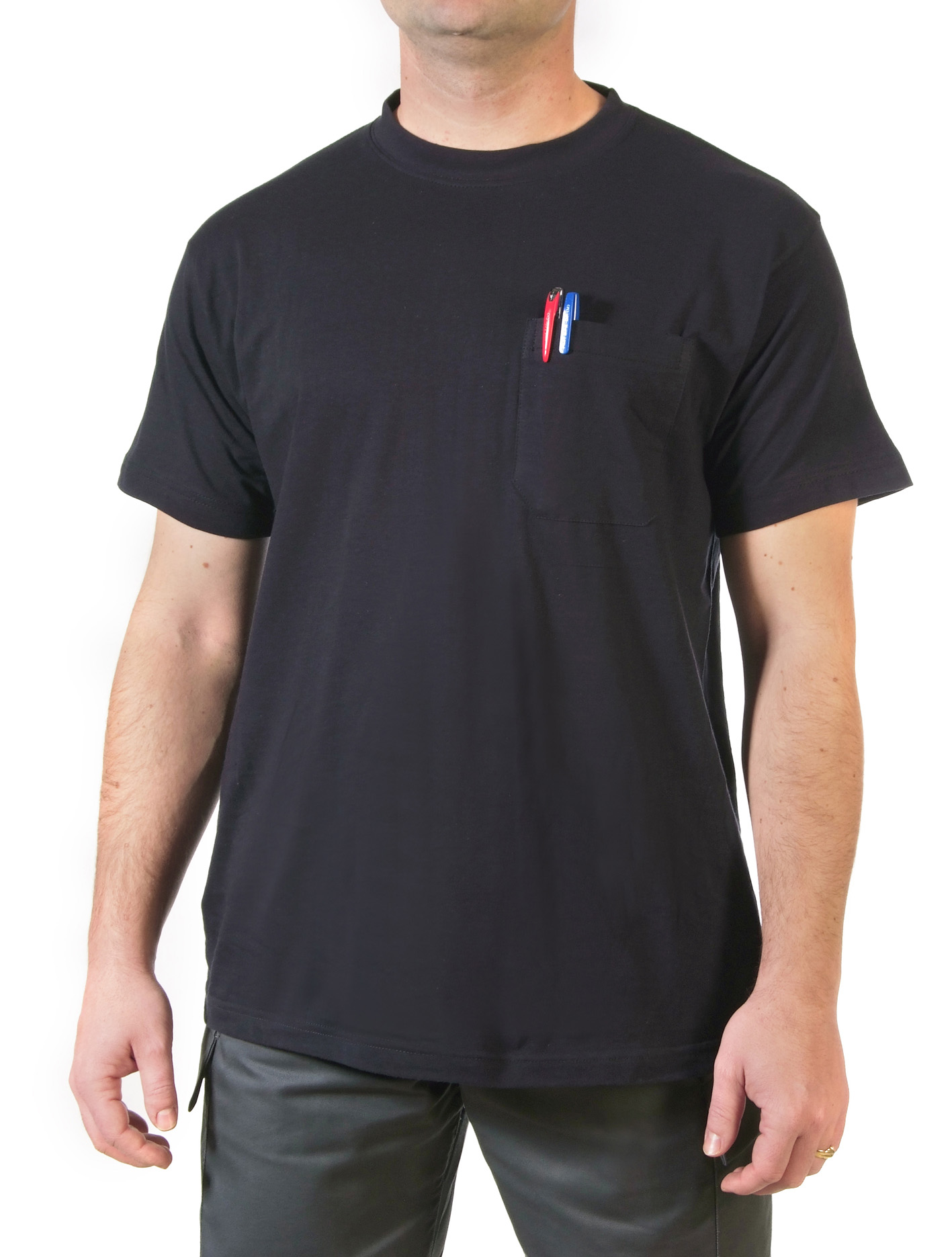 Camiseta manga corta algodón azul con bolso Image