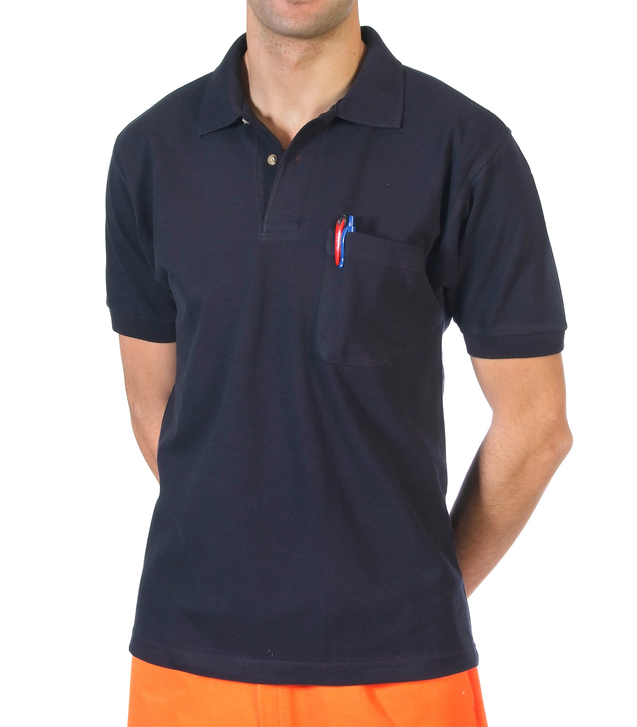 Polo manga corta algodón azul con bolso Image